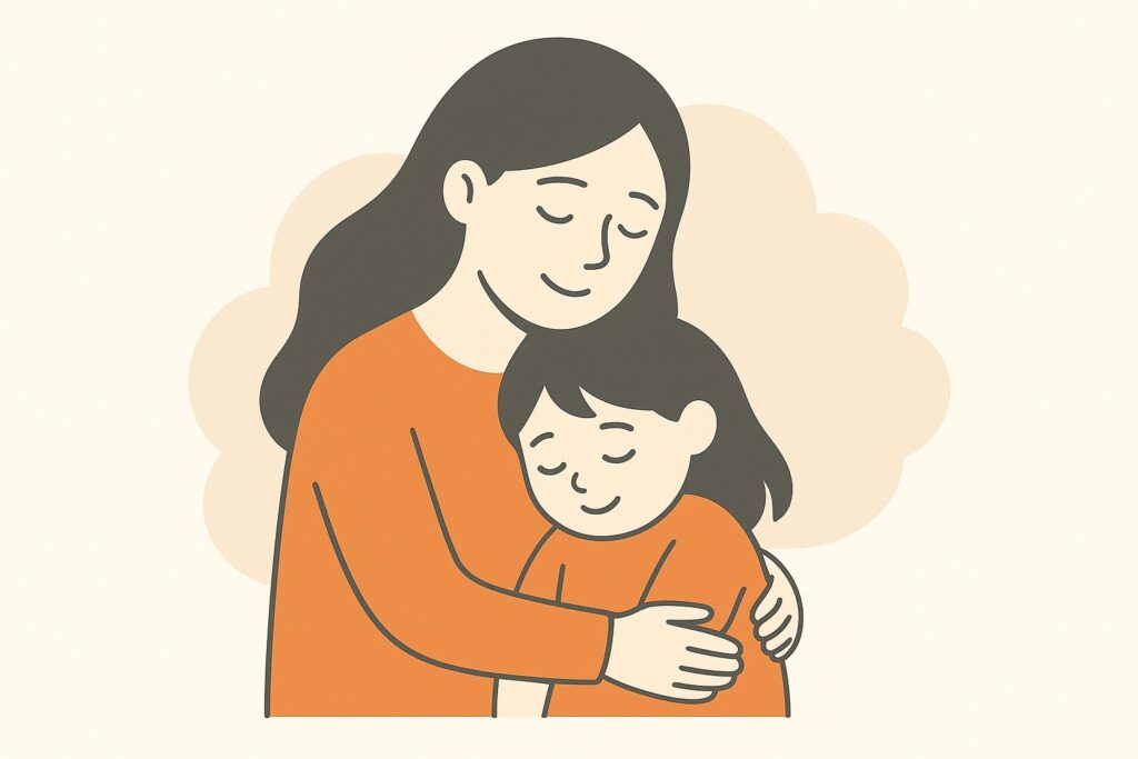 インナーチャイルドが癒されて心穏やかな心になった様子を表すイラスト